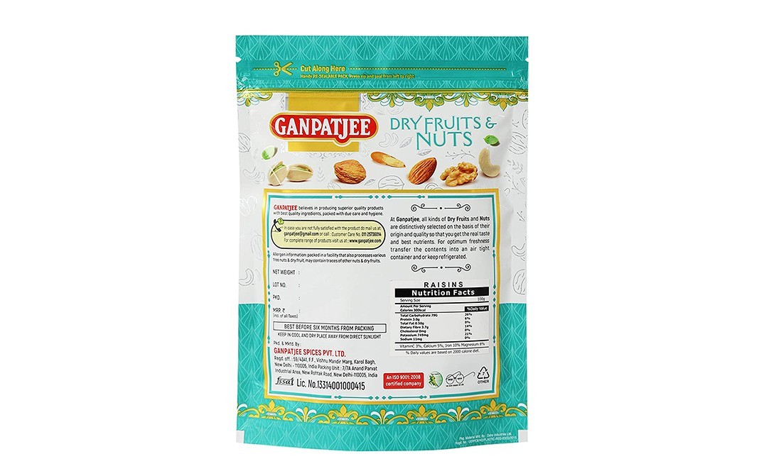 Ganpatjee Raisins Kishmish Kandhari Round   Pack  250 grams
